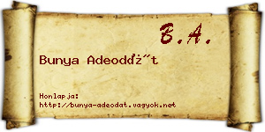 Bunya Adeodát névjegykártya